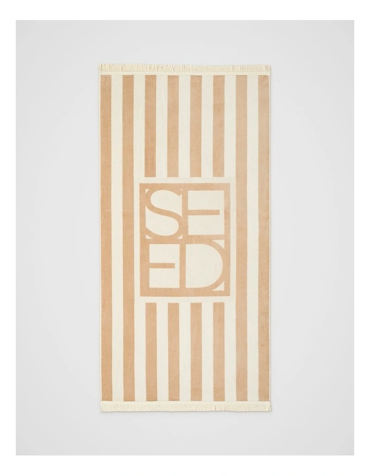 Resort Logo Beach Towel in Ecru image 1