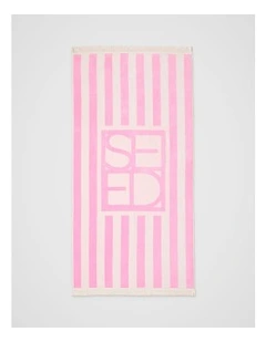 Resort Logo Beach Towel in Fairy Floss