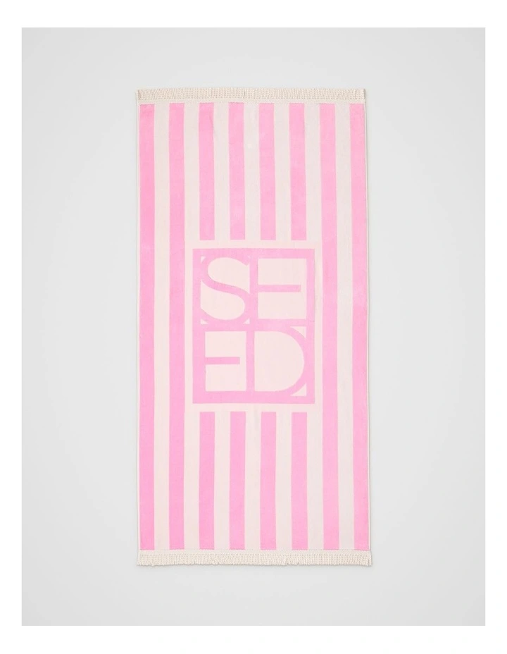 Resort Logo Beach Towel in Fairy Floss image 1