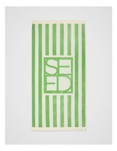 Resort Logo Beach Towel in Green Apple