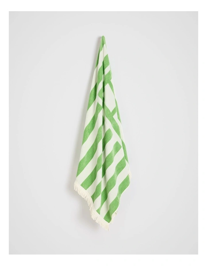 Resort Logo Beach Towel in Green Apple image 3