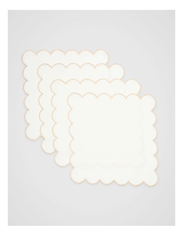 Alyra Scallop Napkin Set of 4 in Cloud Cream image 2