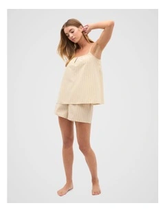 Stripe Cami And Short Pyjama Set in Ecru