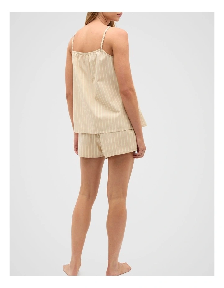 Stripe Cami And Short Pyjama Set in Ecru image 2