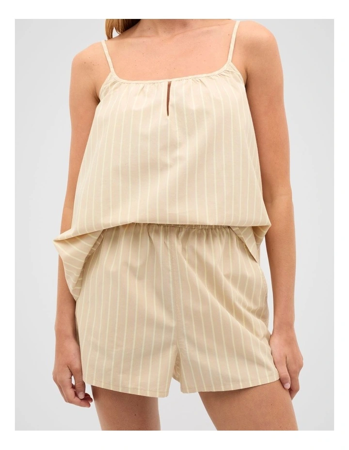 Stripe Cami And Short Pyjama Set in Ecru image 4