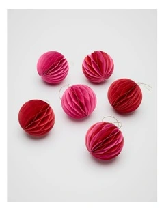 Paper Honeycomb Bauble Set of 6 in Fuchsia