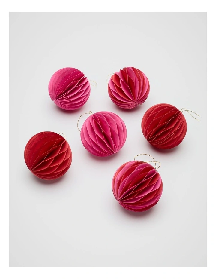 Paper Honeycomb Bauble Set of 6 in Fuchsia image 1