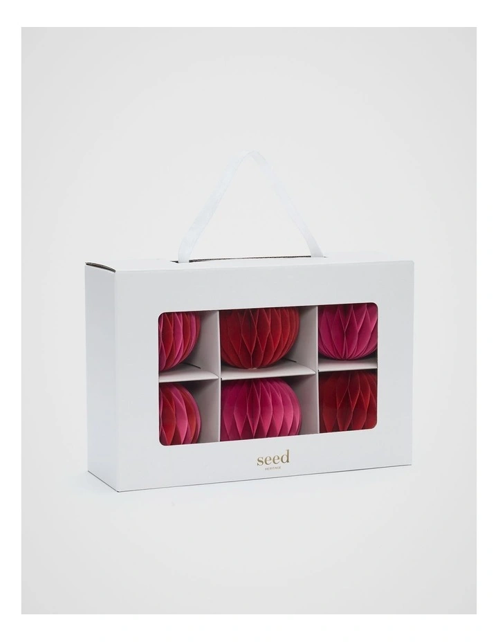 Paper Honeycomb Bauble Set of 6 in Fuchsia image 2