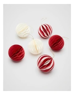 Paper Honeycomb Bauble Set of 6 in Electric Crimson