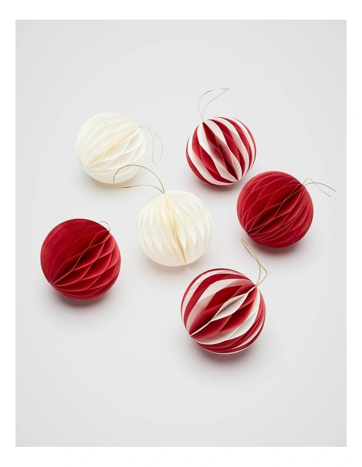 Paper Honeycomb Bauble Set of 6 in Electric Crimson image 1