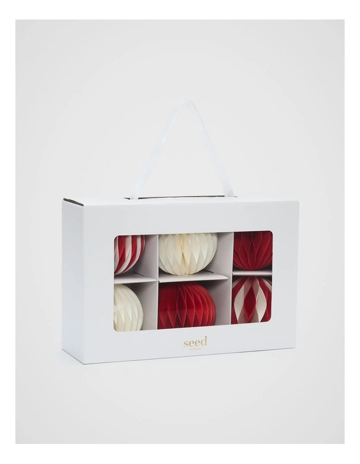 Paper Honeycomb Bauble Set of 6 in Electric Crimson image 2