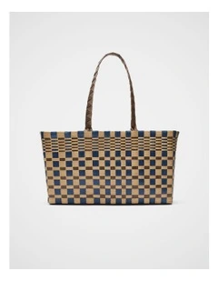 Paper Woven Market Bag in Vintage Indigo