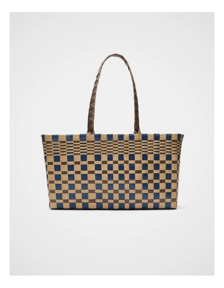 Paper Woven Market Bag in Vintage Indigo image 1