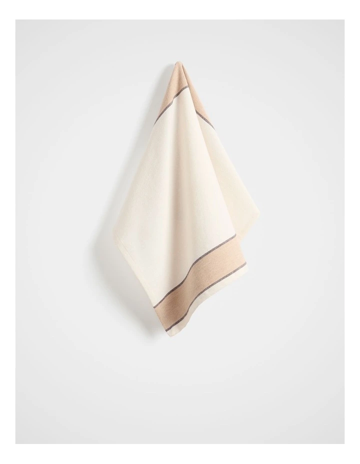 Vertical Stripe Tea Towel in Coconut Cream image 1