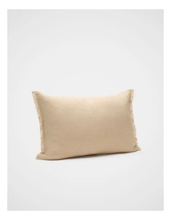 Rectangular Fringed Cushion in Cashew Cream