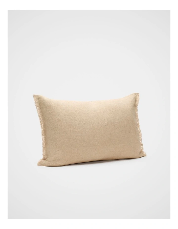 Rectangular Fringed Cushion in Cashew Cream image 1
