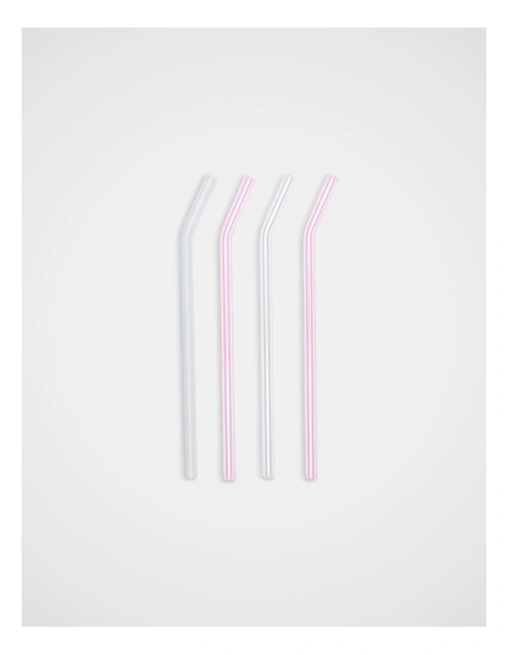 Eleni Glass Straw Set Of 4 in Petal Pink image 1