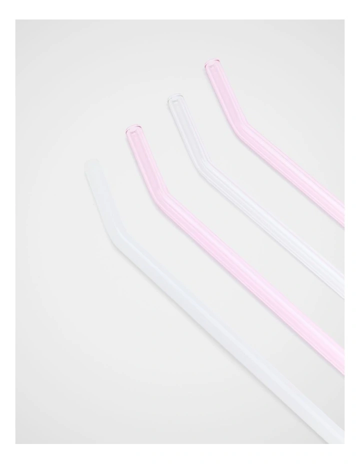 Eleni Glass Straw Set Of 4 in Petal Pink image 2
