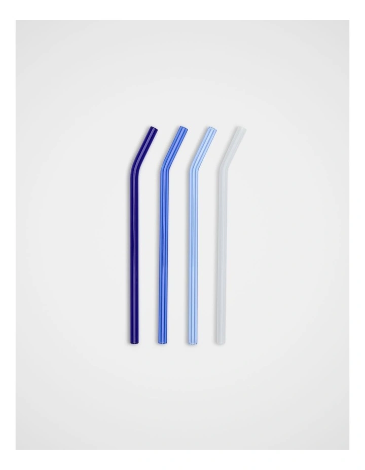 Eleni Glass Straw Set Of 4 in Sapphire Blue image 1