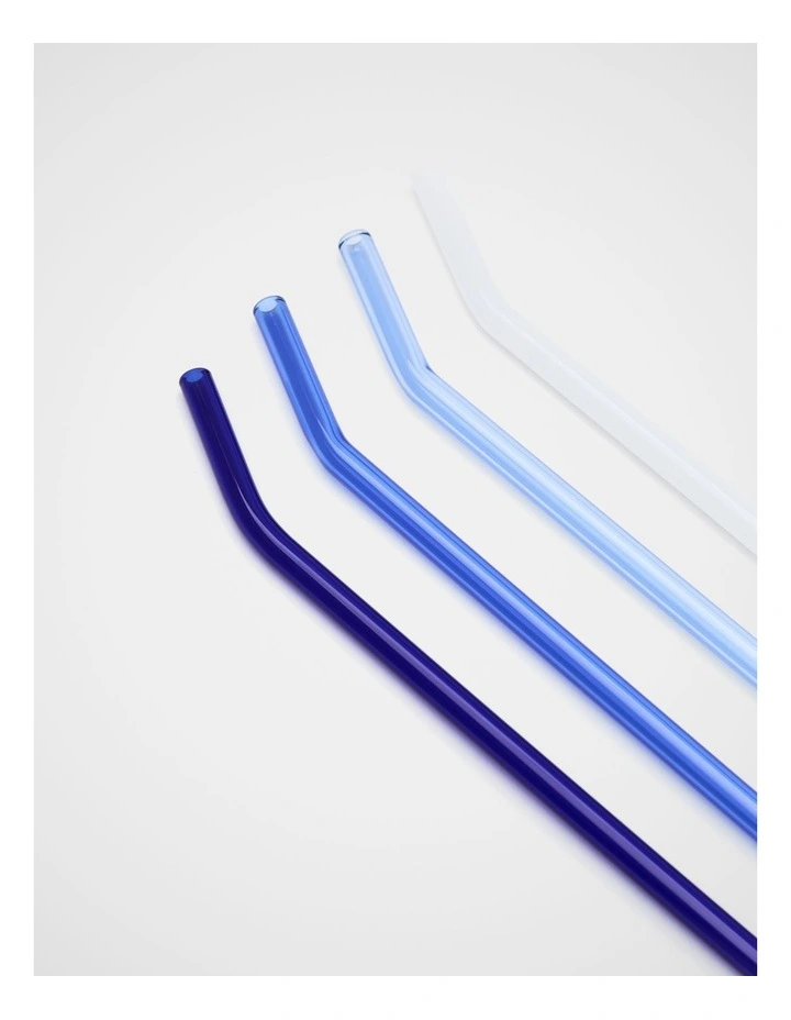 Eleni Glass Straw Set Of 4 in Sapphire Blue image 2