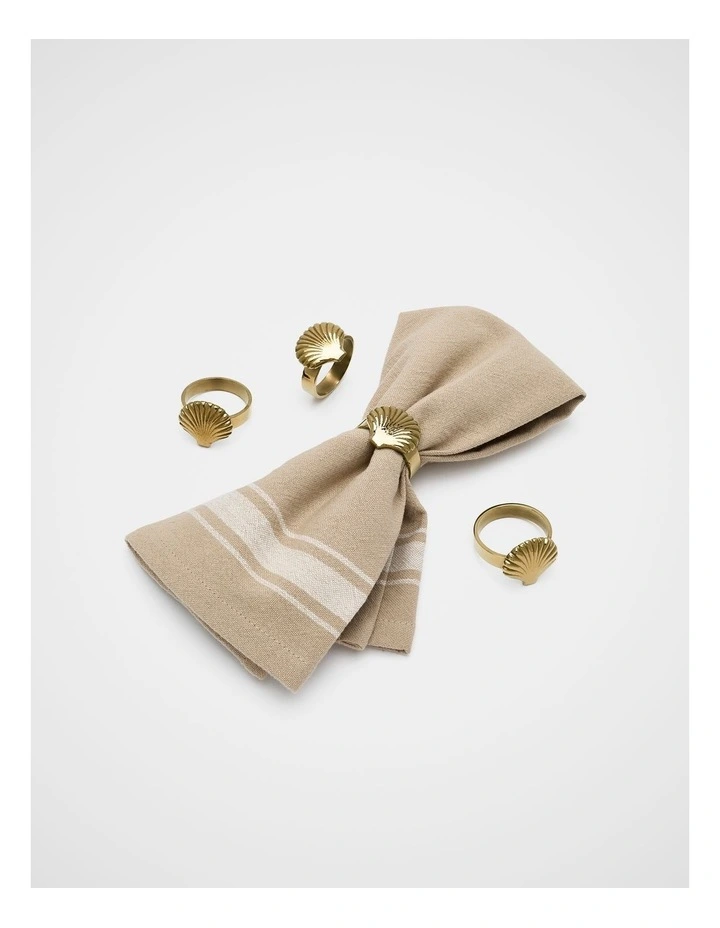 Shell Napkin Ring Set Of 4 in Gold image 3