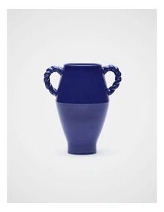 Rope Handle Vase in Sapphire Blue