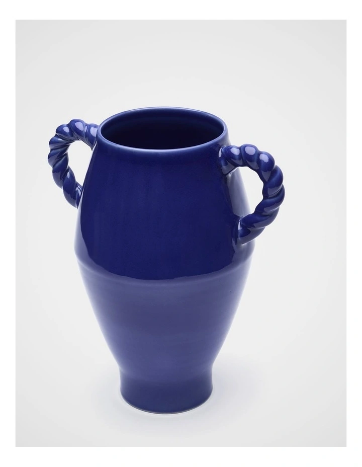 Rope Handle Vase in Sapphire Blue image 2