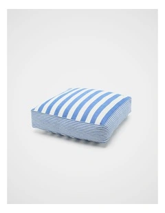 Block Stripe Floor Cushion in Sapphire Blue