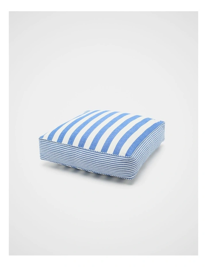 Block Stripe Floor Cushion in Sapphire Blue image 1