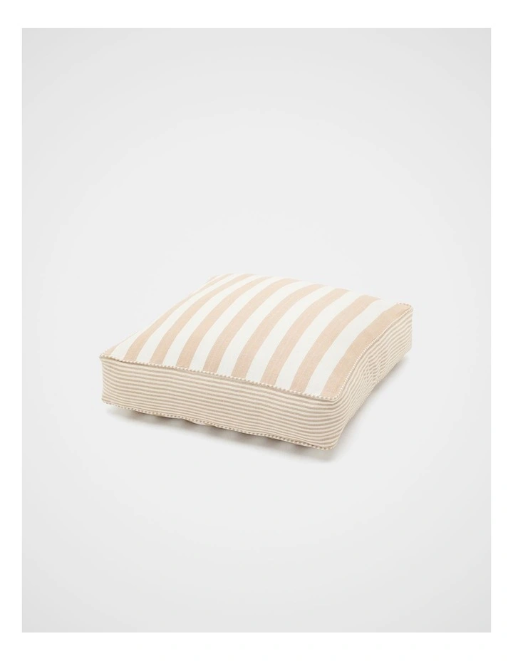 Block Stripe Floor Cushion in Warm Sand image 1