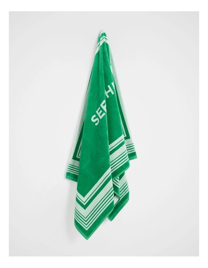 Seed Logo Beach Towel in Palm Green image 3