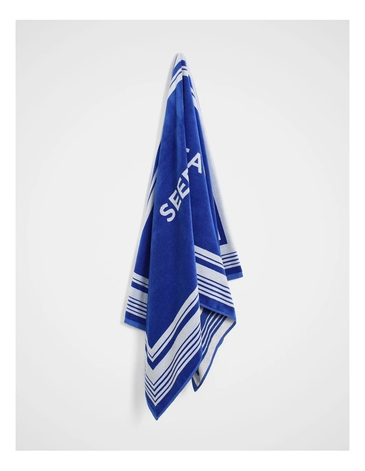 Seed Logo Beach Towel in Sapphire Blue image 3