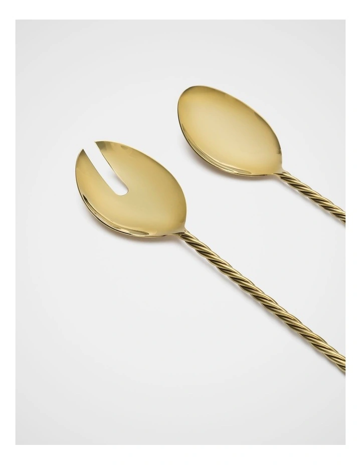 Twist Salad Servers in Gold image 2