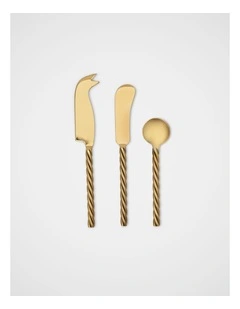 Twist Cheese Knife Set in Gold