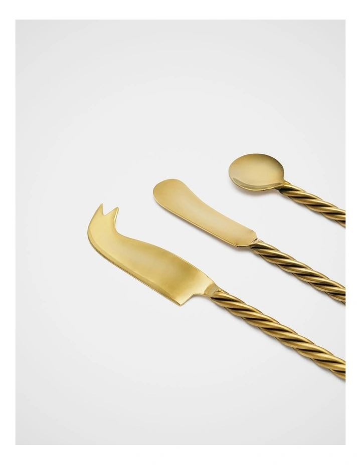 Twist Cheese Knife Set in Gold image 2