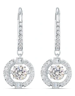Sparkling Dance Drop Earrings Round Cut Rhodium Plated in White