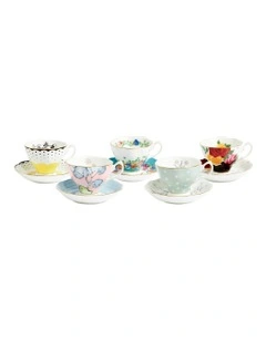 1920-1960 100 Years Teacup & Saucer Set of 5 in Multi
