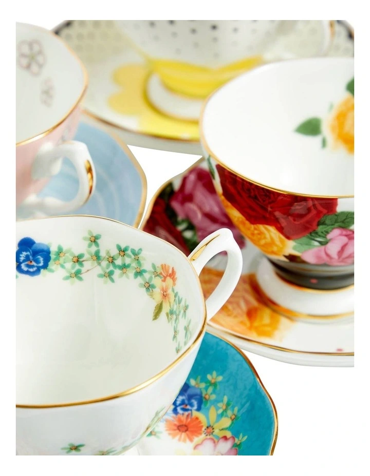 1920-1960 100 Years Teacup & Saucer Set of 5 in Multi image 2