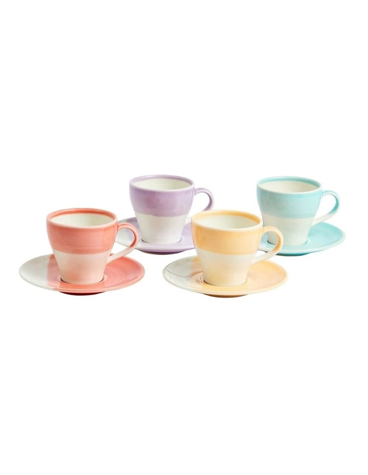 1815 Bright Espresso & Saucer 110ml Set of 4 Mixed image 1