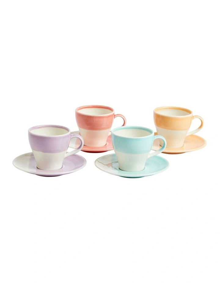 1815 Bright Espresso & Saucer 110ml Set of 4 Mixed image 5