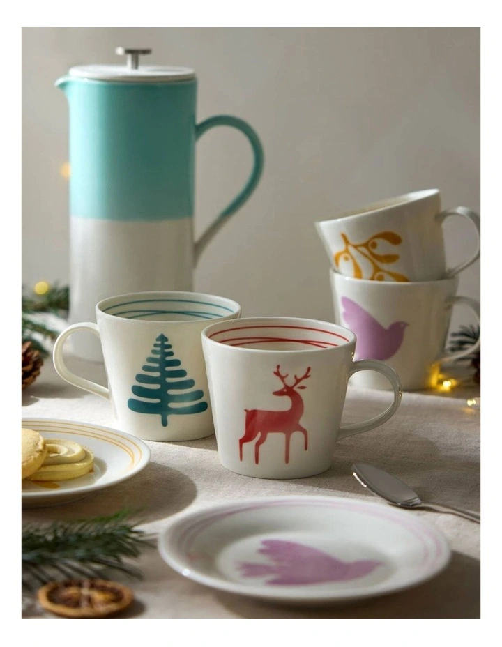 1815 Mixed Pattern Christmas Mug Set of 4 400ml in Multi image 6