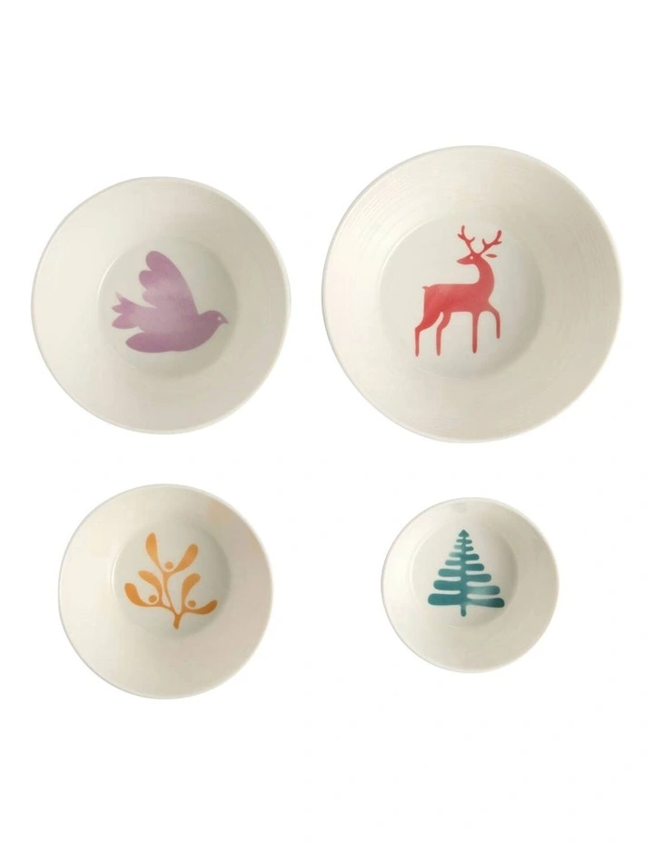 1815 Mixed Pattern Christmas Stacking Bowl Set of 4 in Multi image 1