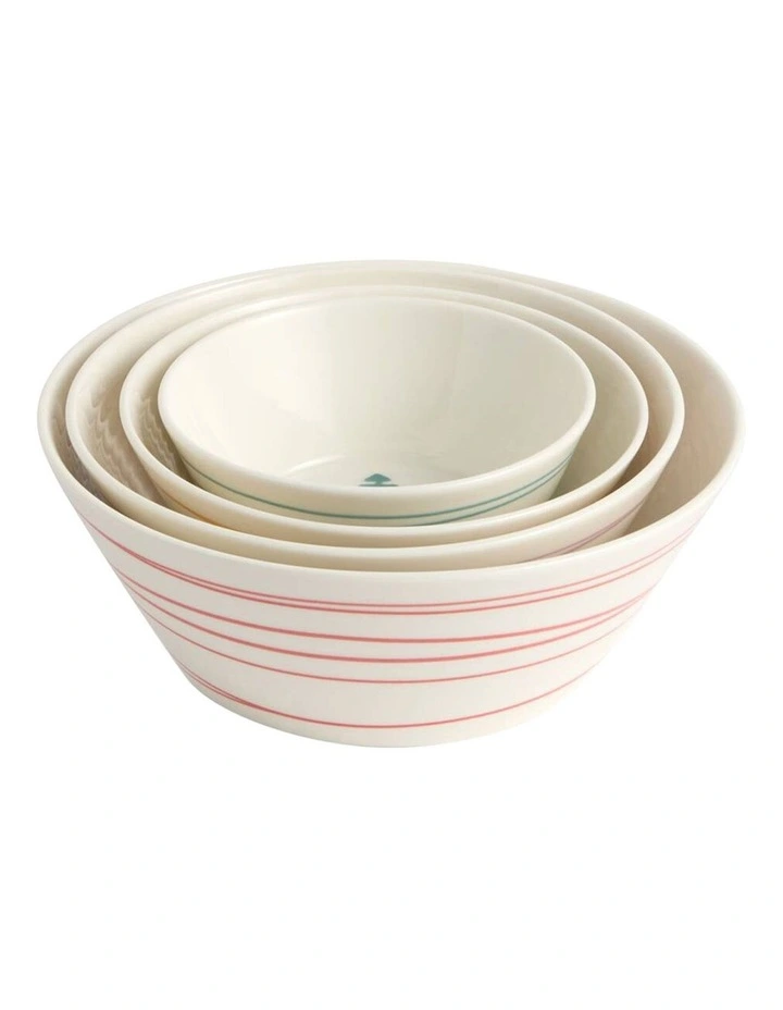 1815 Mixed Pattern Christmas Stacking Bowl Set of 4 in Multi image 5