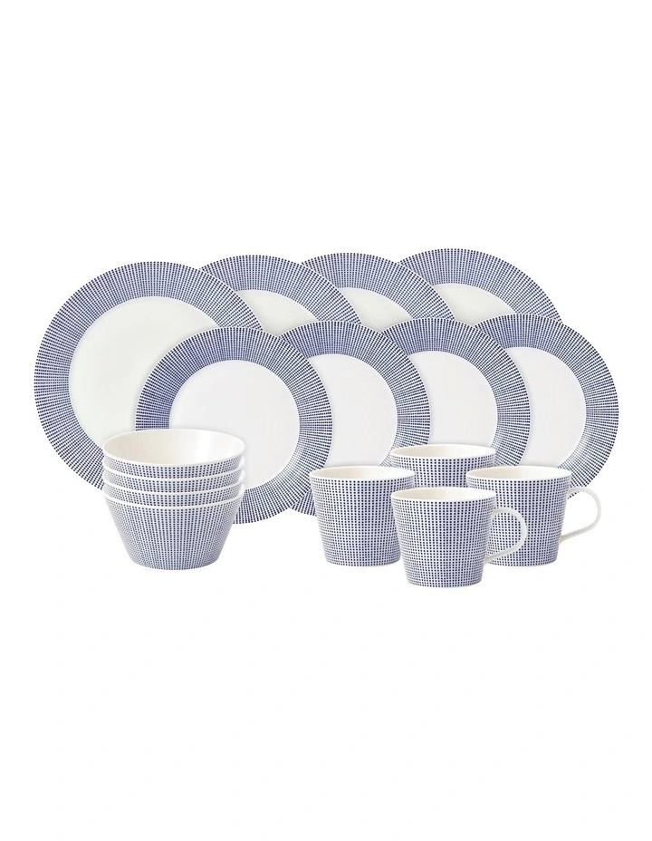 Pacific Dinnerware Set 16 Piece in Blue Dots image 1