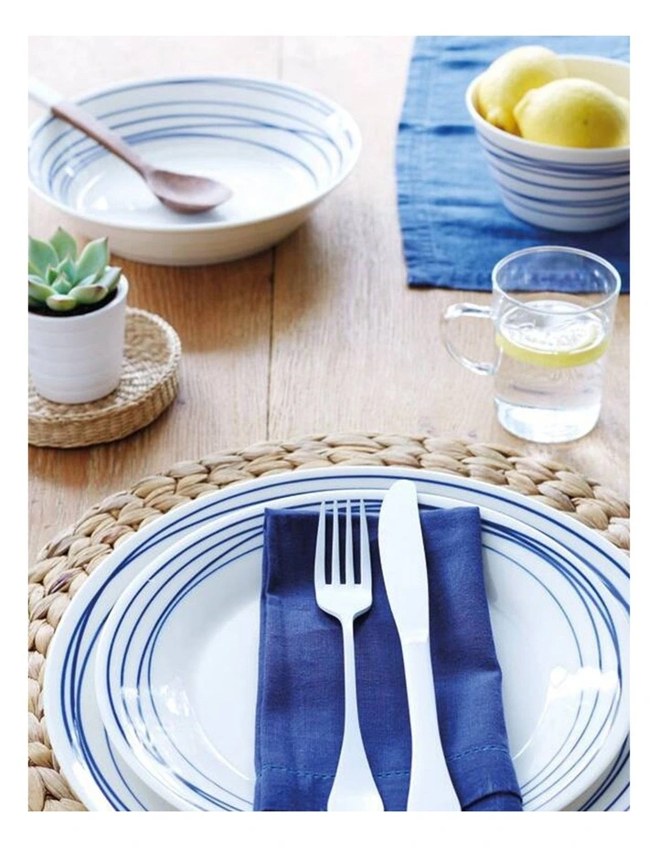 Pacific Dinnerware Set 16 Piece in Blue Lines image 2