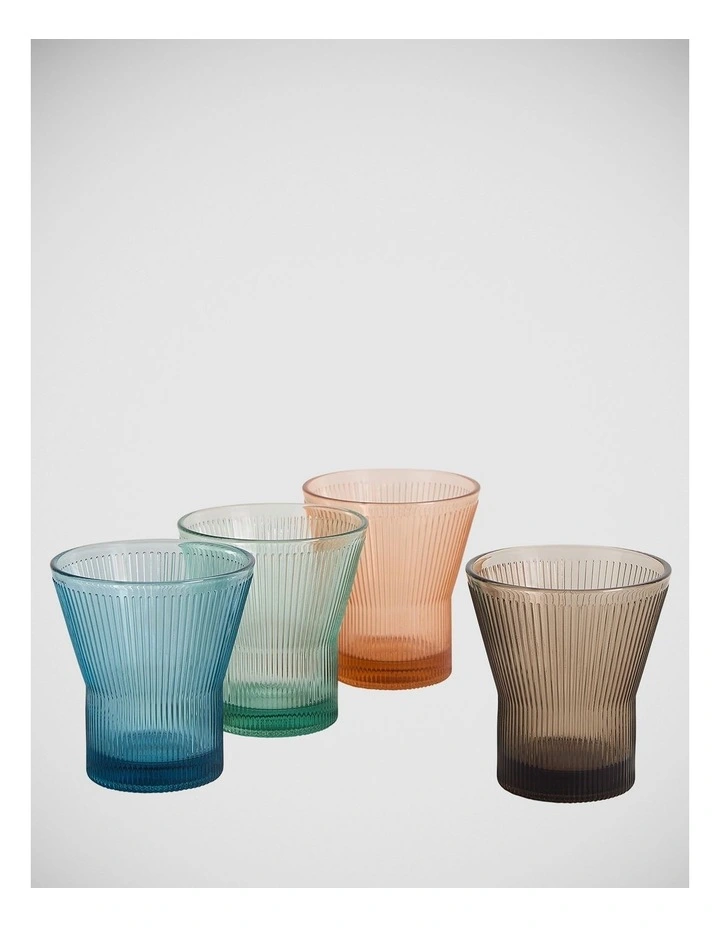 Lambeth Tumbler 300ml, Mixed Colours, Set of 4 image 1