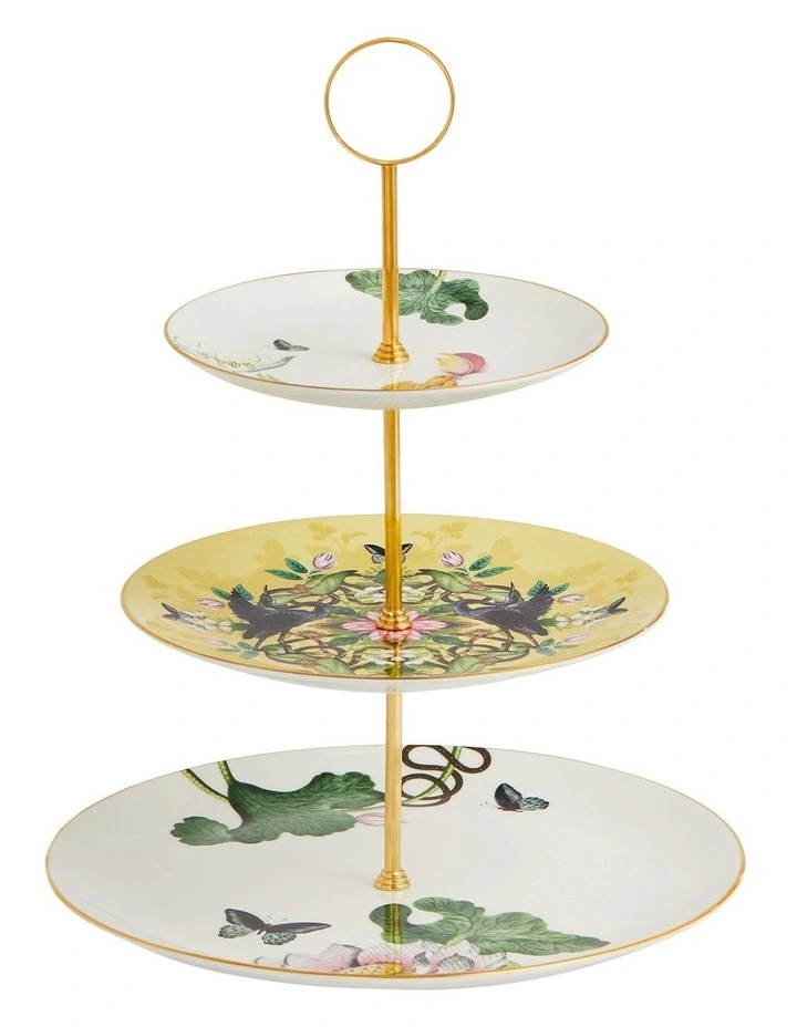 Wonderlust Waterlily 3 Tier Cake Stand in White/Yellow image 1