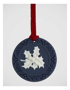 Festive Holly Ornament Mercury Blue / White
