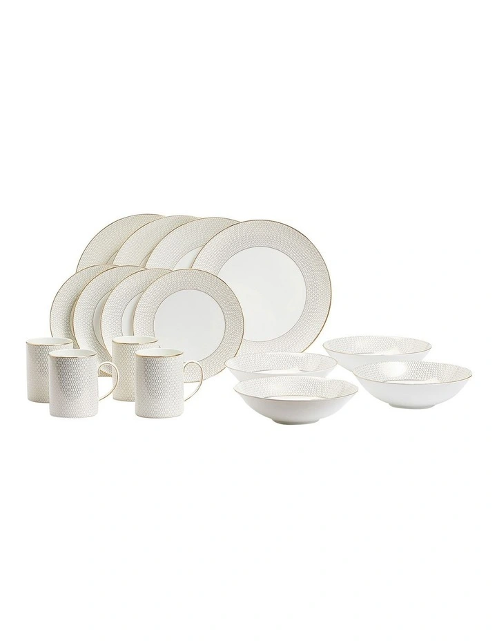 Dinnerware Set 16 Pieces in Gold image 1