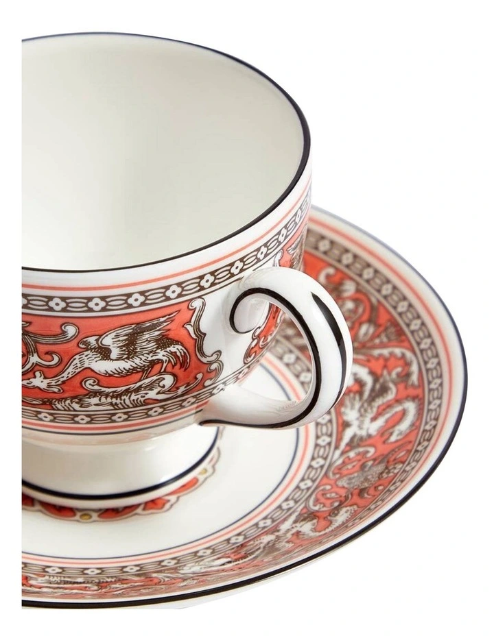 Florentine Teacup and Saucer 174ml in Salmon image 2